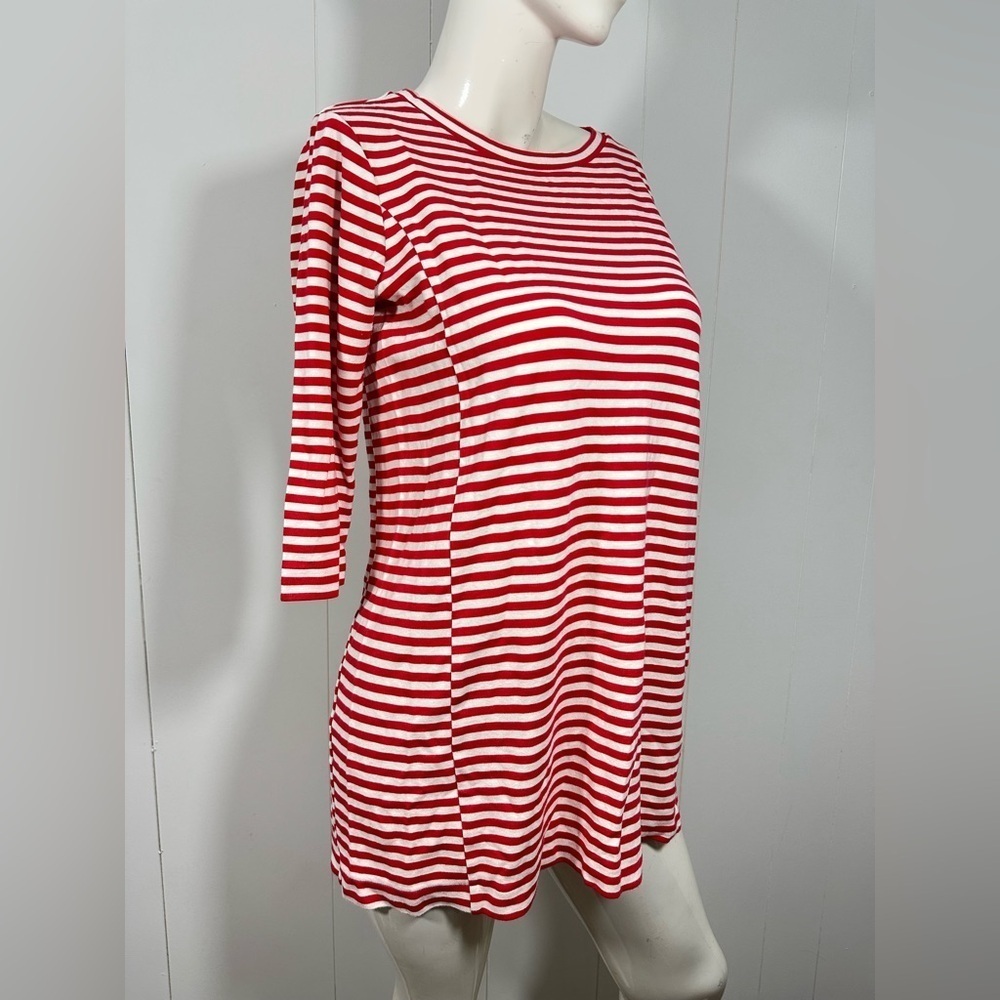 J Crew Womens Red & White Tunic Mini Dress Stretch 3/4 Sleeve Style 7659 - Picture 2 of 8
